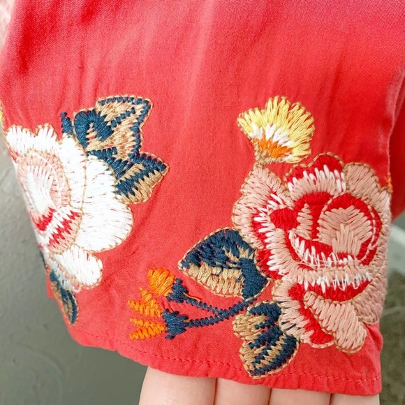Andrée by Unit Embroidered Blouse Coral Pink 1X - Picture 6 of 8